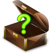 Open treasure chest with a question mark in it